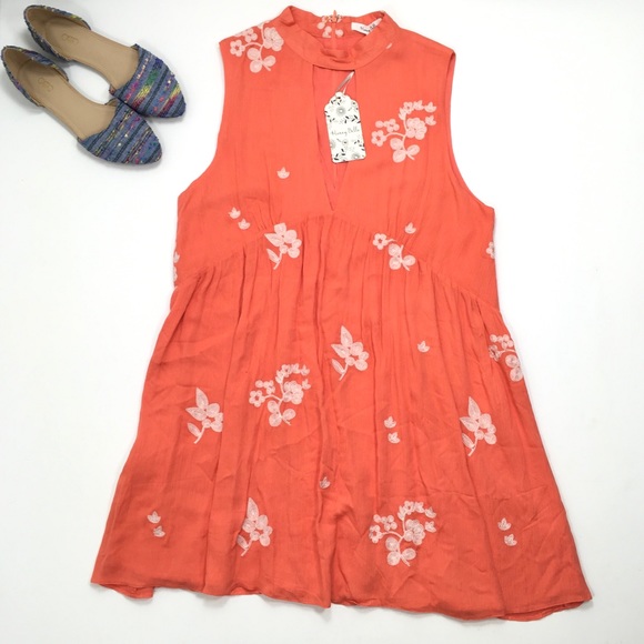 Honey Belle | Orange White Flower Sleeveless Dress - Picture 2 of 8